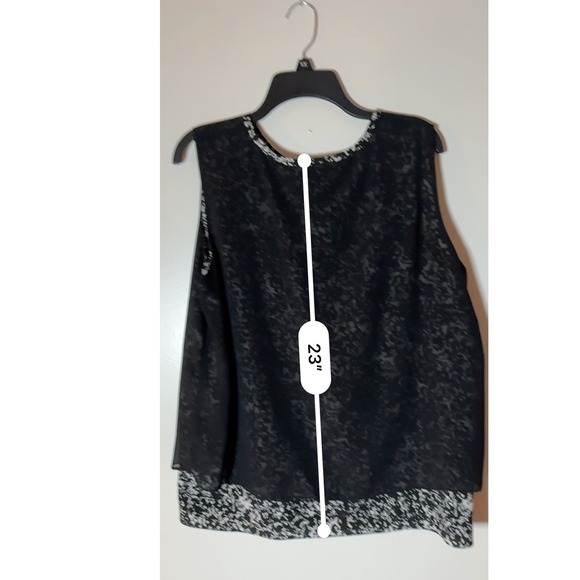 Ellen Tracy Black & White Floral Sleeveless Blouse Top Plus Size XL - Picture 9 of 12